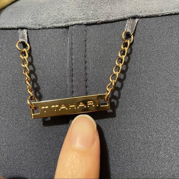 T Tahari Blue Faux Suede Long Line Open Front Jacket Womens XSP Preppy Coat - Picture 3 of 10